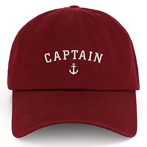 Trendy Apparel Shop XXL Captain Anchor Embroidered Unstructured Cotton Cap