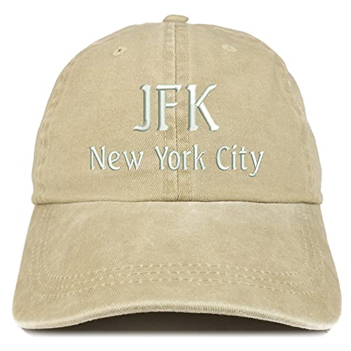 Trendy Apparel Shop JFK New York City Embroidered Pigment Dyed Washed Baseball Cap