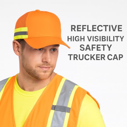 Trendy Apparel Shop XXL Oversized Reflective High Visibility Safety Trucker Cap