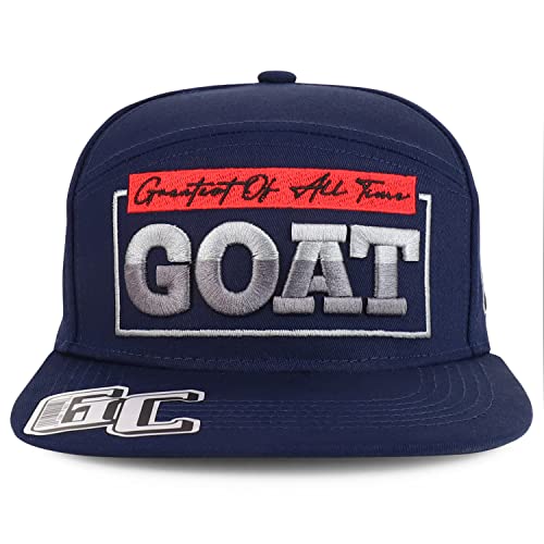 Trendy Apparel Shop Goat Embroidered 100% Cotton Flatbill Snapback Cap