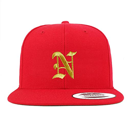 Trendy Apparel Shop Old English Gold N Embroidered Snapback Flatbill Baseball Cap