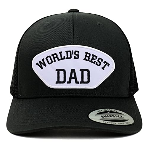 Trendy Apparel Shop World's Best Dad Patch 6 Panel Retro Baseball Mesh Cap