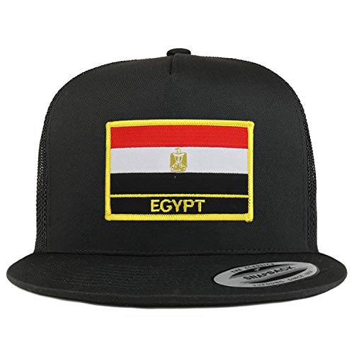 Trendy Apparel Shop Flexfit XXL Egypt Flag 5 Panel Flatbill Trucker Mesh Snapback Cap