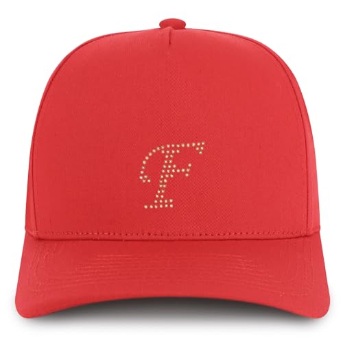 Trendy Apparel Shop Letter F Rhinestone Patch 5 Panel Cotton Baseball Cap
