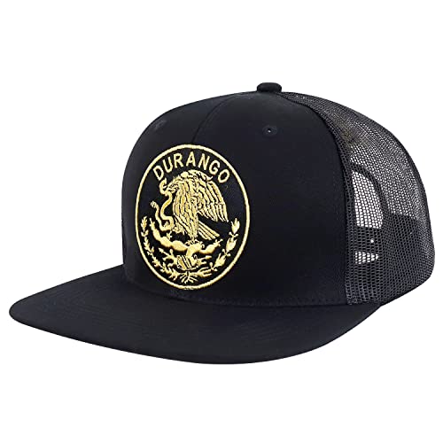 Trendy Apparel Shop Oversized XXL City of Mexico Eagle Embroidered Flat Bill Trucker Mesh Cap