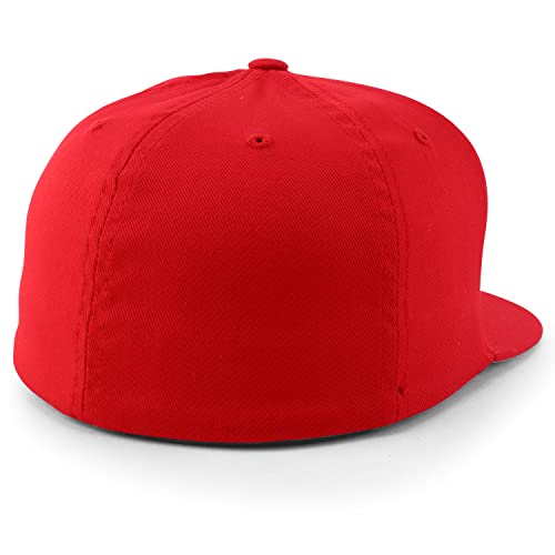 Trendy Apparel Shop 6 Panel Structured Blank Flatbill Fitted Closure Flexfit Cap
