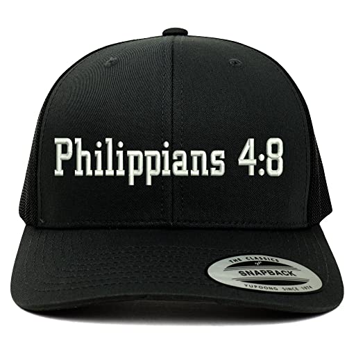 Trendy Apparel Shop Philippians 4:8 6 Panel Trucker Mesh Cap
