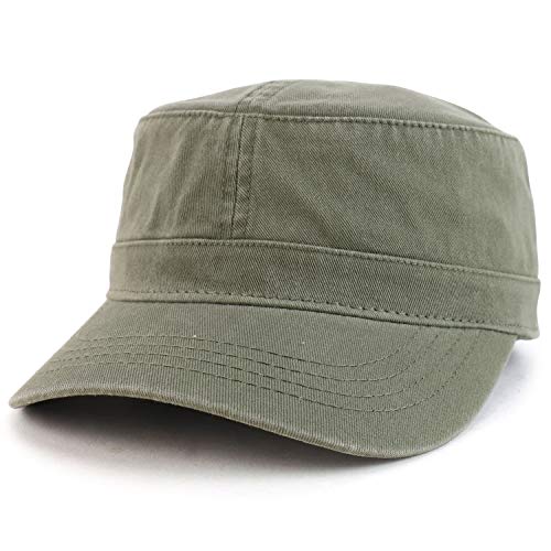 Trendy Apparel Shop Cotton Army Cap Military Flat Top Adjustable Baseball Cap