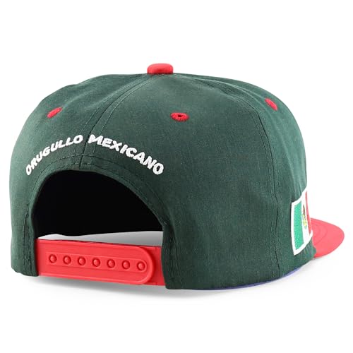 Trendy Apparel Shop Mexico El Tri Soccer Theme Embroidered Flatbill Snapback Cap