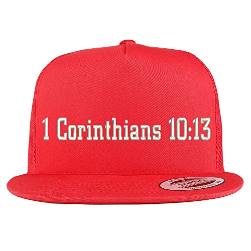 Trendy Apparel Shop 1 Corinthians 10:13 5 Panel Flatbill Trucker Cap