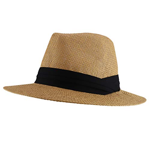 Trendy Apparel Shop Men's Paper Woven Flat Brim Summer Fedora Hat