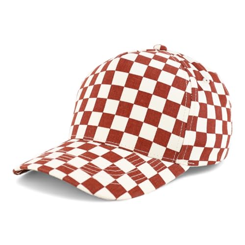Trendy Apparel Shop Structured 5 Panel Checkered Print Baseball Cap