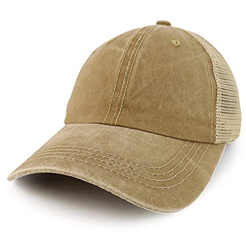 Trendy Apparel Shop Pigment Dyed Front Mesh Back Unstructured Trucker Ball Cap