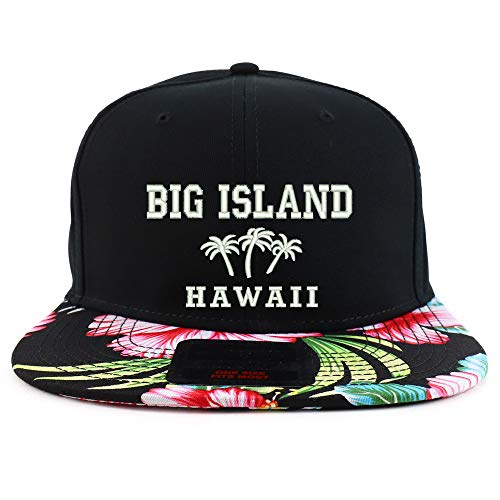 Trendy Apparel Shop Big Island Hawaii Embroidered Floral Flatbill Snapback Cap