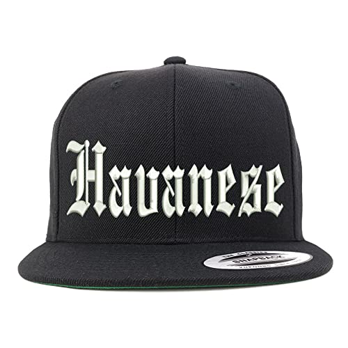 Trendy Apparel Shop Old English Havanese Embroidered Flatbill Snapback