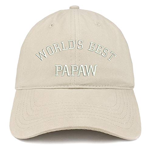 Trendy Apparel Shop World's Best Papaw Embroidered Soft Crown 100% Brushed Cotton Cap