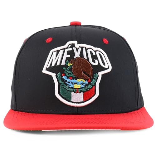 Trendy Apparel Shop 6 Panel Structured Mexico Eagle Flat Bill Snapback Baseball Cap