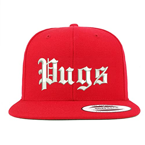Trendy Apparel Shop Old English Pugs Embroidered Flatbill Snapback