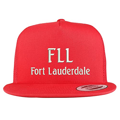Trendy Apparel Shop FLL Fort Lauderdale Embroidered 5 Panel Flatbill Trucker Cap