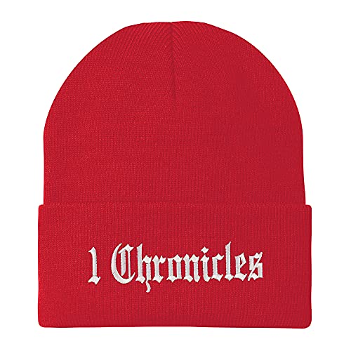 Trendy Apparel Shop 1 Chronicles Old English Embroidered Long Cuff Beanie