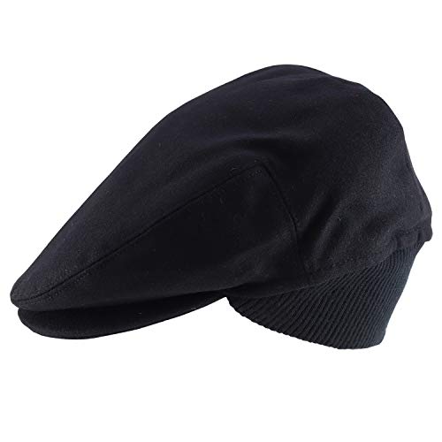 Trendy Apparel Shop Men's Wool Blend Elastic Ribbed Ear Flap Ivy Cap