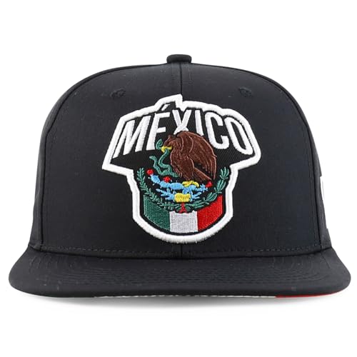 Trendy Apparel Shop 6 Panel Structured Mexico Eagle Flat Bill Snapback Baseball Cap
