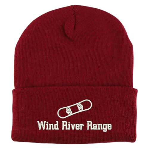 Trendy Apparel Shop Wind River Range Snowboard Logo Embroidered Long Cuff Beanie