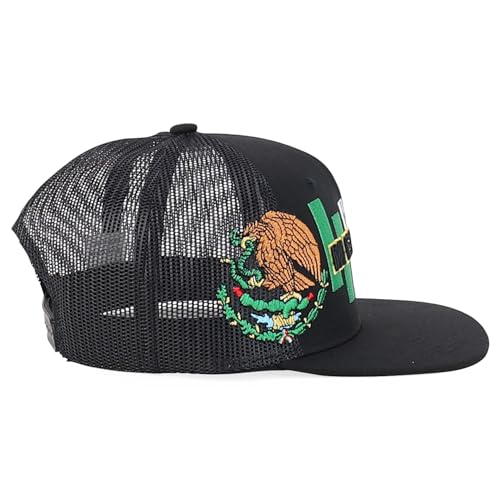 Trendy Apparel Shop 6 Panel Structured 3D Mexico Embroidered Flatbill Snapback Turcker Cap