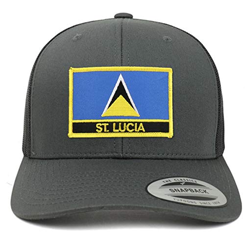 Trendy Apparel Shop Flexfit XXL St. Lucia Flag Retro Trucker Mesh Cap