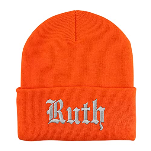 Trendy Apparel Shop Ruth Old English Embroidered Long Cuff Beanie