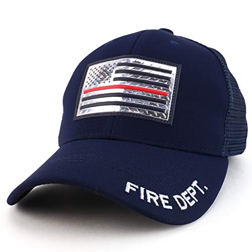 Trendy Apparel Shop High Frequency USA Thin Red Line Trucker Mesh Baseball Cap
