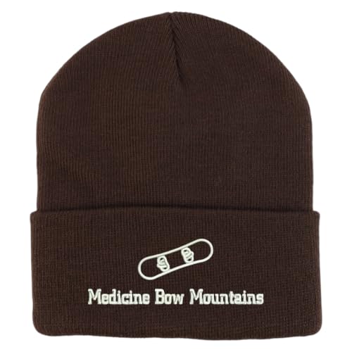 Trendy Apparel Shop Medicine Bow Mountains Snowboard Logo Embroidered Long Cuff Beanie