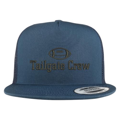 Trendy Apparel Shop Football Tailgate Crew Embroidered 5 Panel Flatbill Trucker Mesh Cap