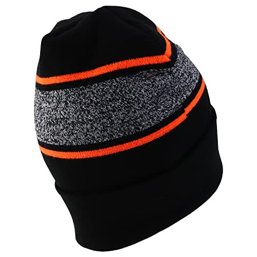 Trendy Apparel Shop Made in USA Striped Contrasting Stripes Long Cuff Beanie