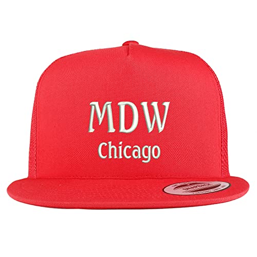 Trendy Apparel Shop MDW Chicago Embroidered 5 Panel Flatbill Trucker Cap