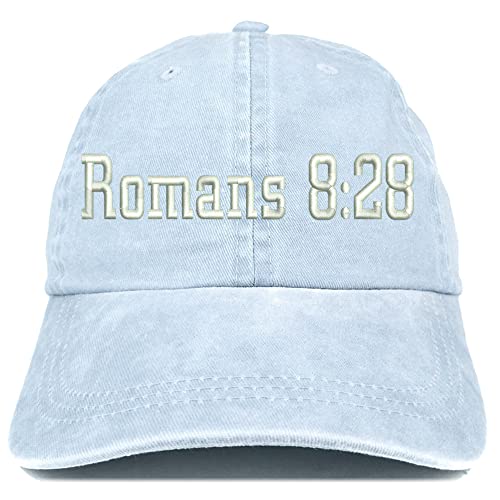Trendy Apparel Shop Romans 8:28 Washed Pigment Dyed Baseball Cap