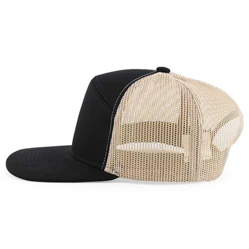 Trendy Apparel Shop Structured Flat Bill Camper Style Turcker Cap