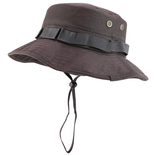 Trendy Apparel Shop Outdoor Cotton Boonie Bucket Hat with Chin String