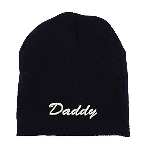 Trendy Apparel Shop Daddy Script Font Embroidered Made in USA Short Acrylic Knit Winter Beanie Hat