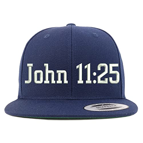 Trendy Apparel Shop John 11:25 Embroidered Flatbill Snapback