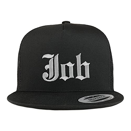 Trendy Apparel Shop Job Old English 5 Panel Flatbill Trucker Cap