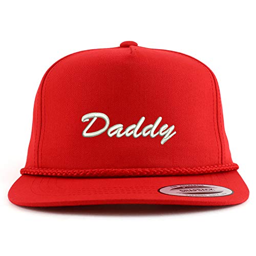 Trendy Apparel Shop Daddy Script Embroidered 5 Panel Flatbill Braid Snapback Golf Cap