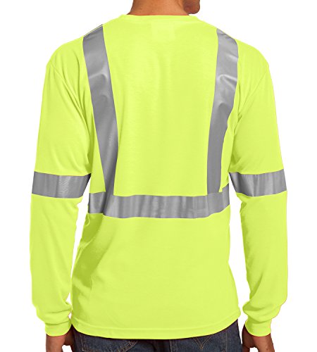 Trendy Apparel Shop High Visibility ANSI 107 Class 2 Safety Reflective Long Sleeve T-Shirt