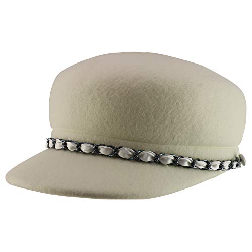 Trendy Apparel Shop Wool Felt Chain Band Cabbie Cadet Hat
