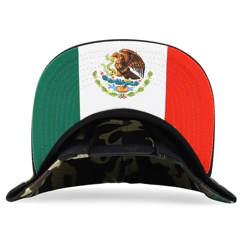 Trendy Apparel Shop 6 Panel Structured Mexico Eagle Flat Bill Snapback Baseball Cap
