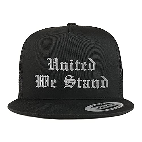 Trendy Apparel Shop United We Stand Old English 5 Panel Flatbill Trucker Cap