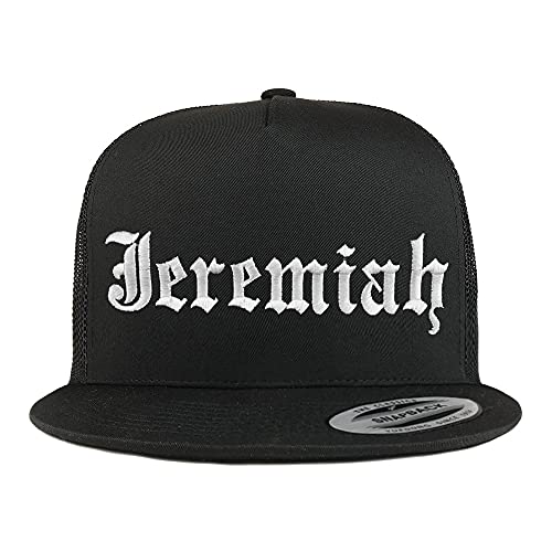 Trendy Apparel Shop Jeremiah Old English 5 Panel Flatbill Trucker Cap