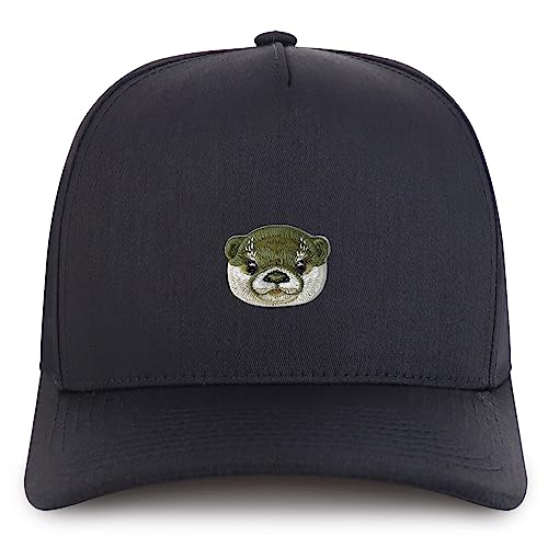 Trendy Apparel Shop Otter Face Embroidered Patch Structured 5 Panel Pro Style Baseball Cap