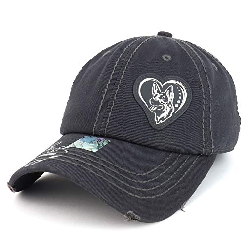 Trendy Apparel Shop German Shepherd High Frequency Patch Frayed Soft Cotton Cap