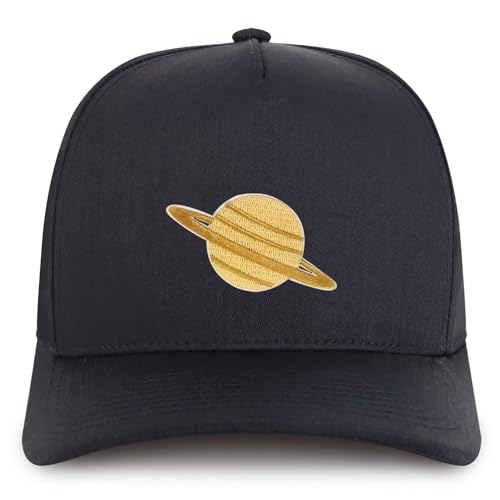 Trendy Apparel Shop Saturn Embroidered Patch Structured 5 Panel Pro Style Baseball Cap